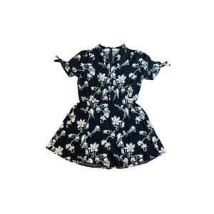 Hello Bunny Black Flower & Skull 3/4 Button Down Dress XL